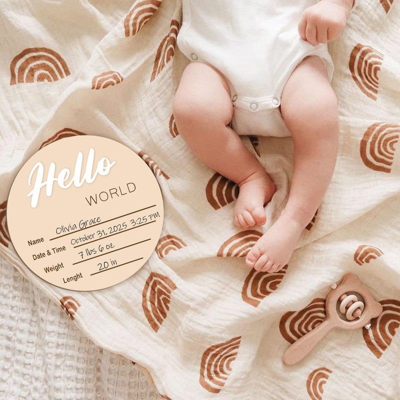 cephira Monthly Baby Milestone Maker Discs, Baby Milestone Signs for Newborn Baby, Hello World Newborn Sign for Baby Girl & Boy, Baby Announcement Sign for 1-12 Month, Milestone Wooden Circles (White) - Image 3